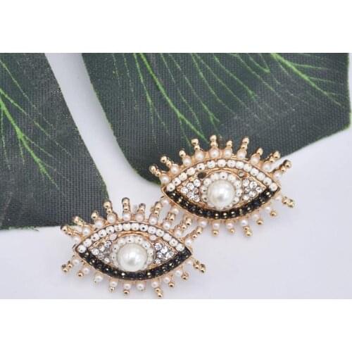 Unique Rhinestone Hollow Enamel Evil Eye Stud Earrings For Women Fashion Small white black Eye Stud Earring Indian Jewelry Gift