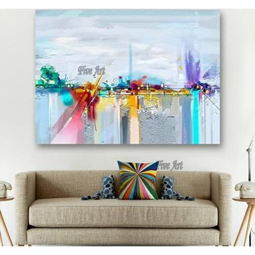 100% Hand-painted Free Shipping Oil Painting Modern Abstract Colorful Oil Painting Simple Canvas Wall Art For Hotel Wall Decor