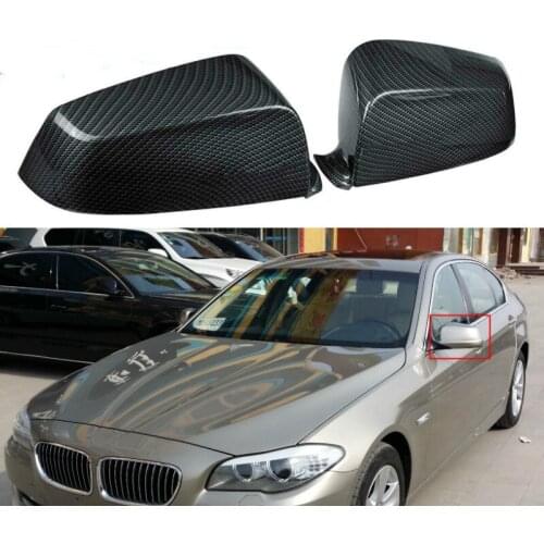 2PCS Car Auto Carbon Fiber Side Mirror Covers Caps Side Rearview Covers Set Fit for BMW E60 F10 5 Series 2008-2013