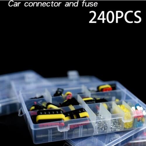 240Pcs Assorted Car Fuses car replacement set1-6 Pin Way Car Electrical Wire Connector Car Motorcycle Waterproof wire connector