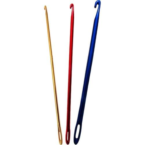 3PCS 2.75mm 4mm 6mm Sewing Needles Afghan Knitting Needle Tunisian Aluminum Crochet Hook DIY Knit Tool with An Eye Crochet Hook