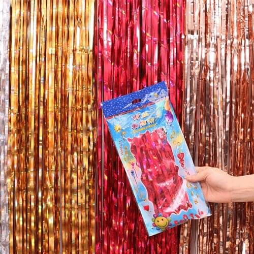 3 Pcs Birthday Party Rain Silk Curtains Wall Decoration Silver 1 * 2M Banquet Wedding Home Sports Event