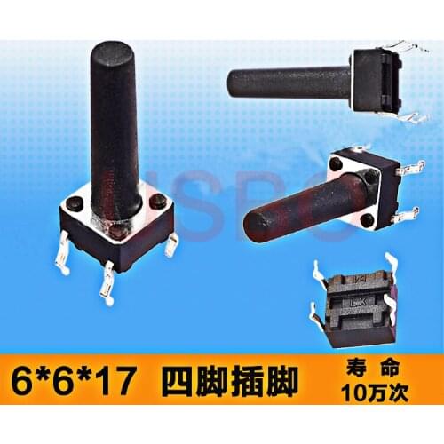 4 Pins Microswitch Tactile Push Button Switch Tact 6*6*17mm Black