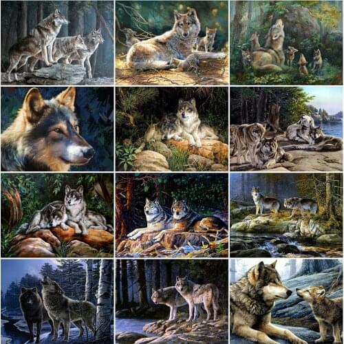 EverShine Diamond Embroidery Animal Picture Of Rhinestones Diamond Painting Wolf Cross Stitch Mosaic Needlework Handmade Hobby