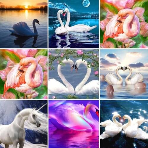 40/50/60 diamond painting 5D Full Square Flamingo embroidery mosaic Cross Stitch DIY Wall Sticker home Decoration Christmas swan