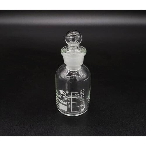 Reagent bottle,Narrow neck with standard ground glass ball stopper,Clear,Boro. 3.3 glass,Capacity 60ml,Sample Vials