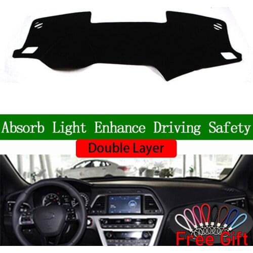 Double Layer Car Stickers For Hyundai Sonata 9th 2015 2016 2017 2018 Dashboard Cover Car Accessories Interior Anti-UV Car Decals