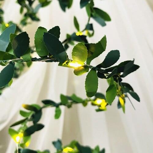 4PCS Leaves Garland Fairy String Light Artificial Leaf Ivy Vine Plants Hanging Light For Wedding Christmas Home Party Decor