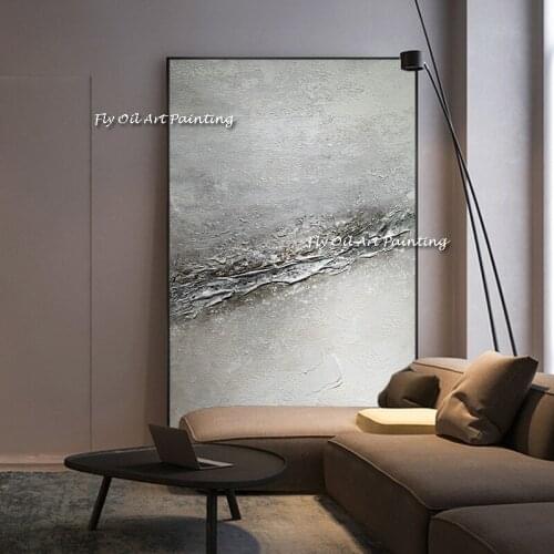 Handmade Painting Silver sand beach Abstract minimalism Painting Nordic Simple Mural Modern Decorative Painting Wall Deco