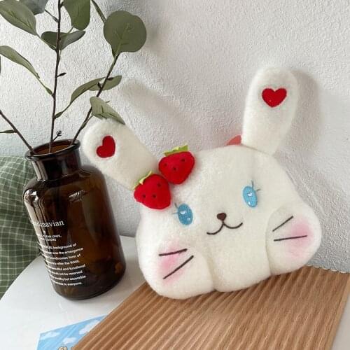 Korean Cute Cartoon Rabbit Doll Messenger Bag Kawaii Girl Bunny Toy Strawberry Bow Mini Purse Shoulder Bag
