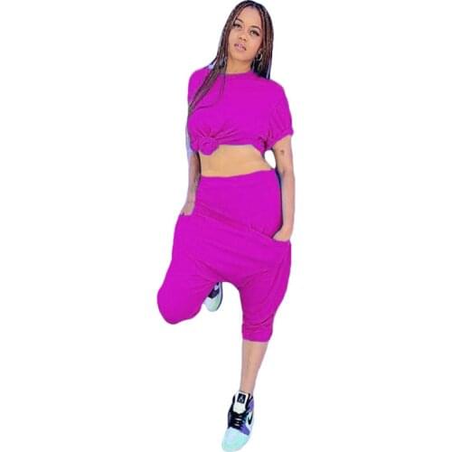 Cool Girl BF Style Streetwear Sweatsuit Women Two Piece Sets Gym Clothes 2021 Short Sleeve T-Shirt Harem Pants Trousers