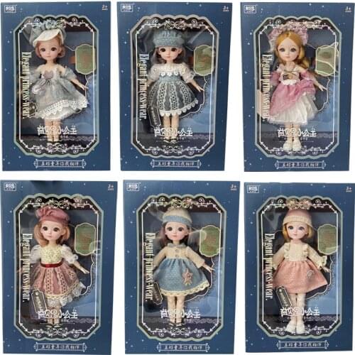 12 Inch 31cm Bjd Doll 23 Movable Joints 1/6 Makeup Dress Up 3D Eyes for Baby Girls Birthday Gift