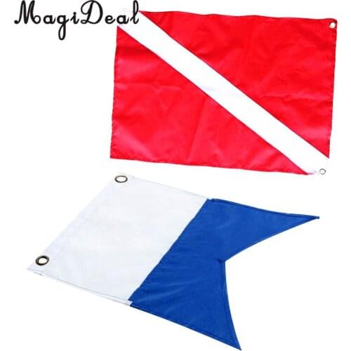 MagiDeal 2 Pieces Nylon Diver-Down Flag, Scuba Dive Flag Marker Banner Red and Blue 60x70cm