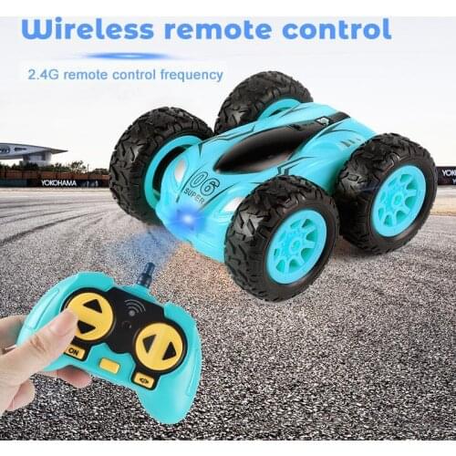 Mini Rc Stunt Car 2.4G High Speed Two-side 360 Rotation Lighting Wireless Remote Control Four-wheel Drive Vehicle Boy Toy Gift