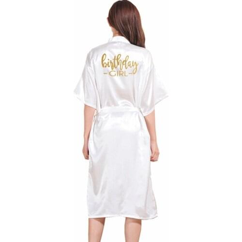 Fashion Womens Autumn Mid-Calf Robe Birthday & Entourage Print Nightgown Sleepwear Sleepshirts