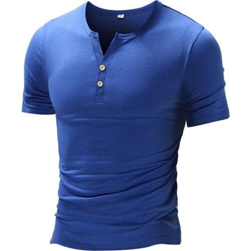 Mens T-shirt fashion Summer Short sleeve t shirt men cotton Solid Color v-neck tees Casual Classic Mens Tops