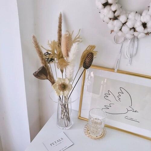 Natural Dried Flowers Pampas Grass Decor Wedding Marriage Decoration Real Pine Cone Lotus Dry Flower Home Living Room Decor