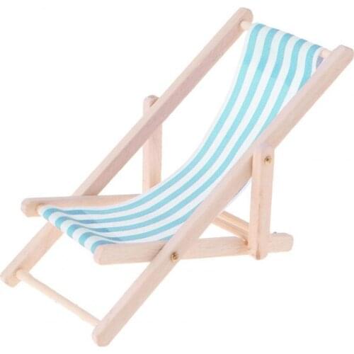 1/12 Beach Chair Foldable Excellent Workmanship Mini Size Adorable Home Decor for Kids Craft DIY Embellishment Accessories