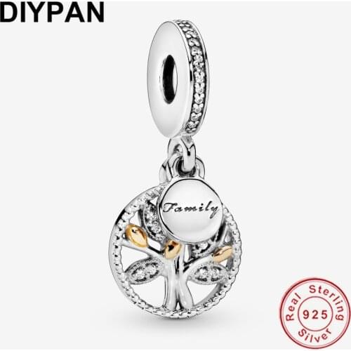 Fit Original Charms Bracelet DIY Jewelry Berloque 2019 New Authentic 925 Sterling Silver Tree Dangle Beads With Green CZ