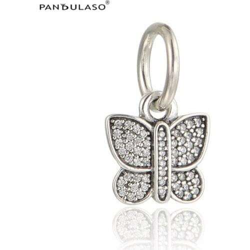 Sparking Butterfly Pendant Fit for Original Bracelet & Necklace sterling silver Jewelry beads for women DIY make up