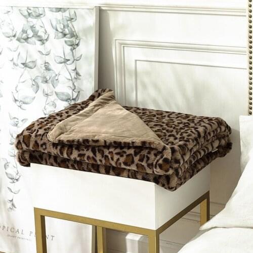 European Style Throw Blanket Polyester Double Sided Plush Bedspread On The Bed Leopard Printing Thicken Warm Sofa Blankets