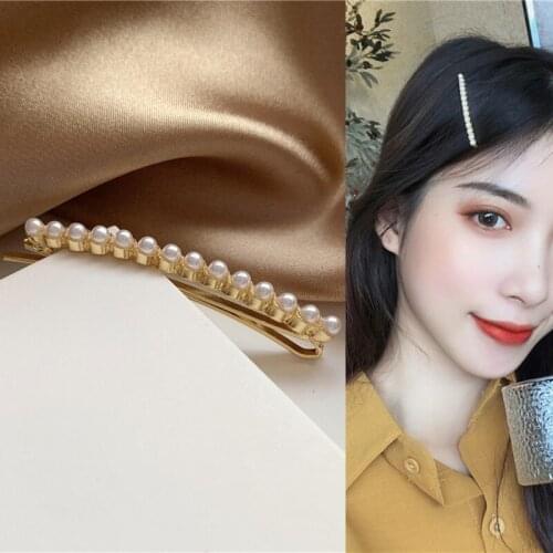 Romantic Pearl Inlaid Barrette Hairpin Korean Cute Hair Sticks for Women Girls Kids Hair Clips Wholesale 2021 New Arrival Trend