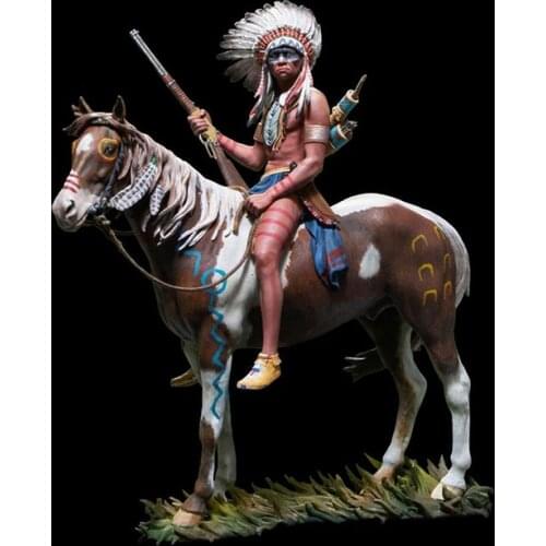 Self-assembled New Unassembled 1/18 ANCIENT MAN OFFICER SIT WITH HORSE Resin Figure Unpainted Model Kit