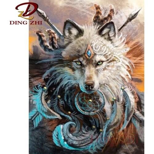 Modern Art Decoration 5D Diy Diamond Painting Full Square Round Drill Embroidery Magic Animal Wolf Mosaic Cross Stitch Poster