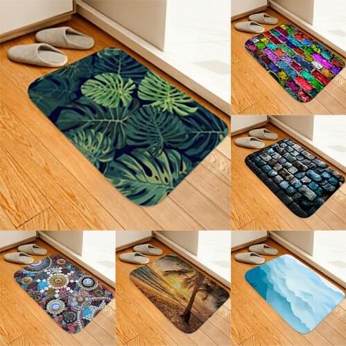 Thicking Flannel Bathroom Mat Moss Stone Pavement Print Memory Foam Bath Rugs And Doormats Non Slip Doormat