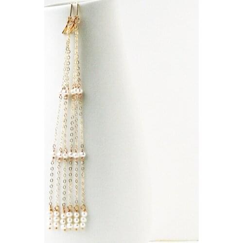 Natural Pearl Drop Earrings Handmade Gold Filled Pendientes Boho Oorbellen Brinco Vintage Jewelry Tassel Earrings For Women