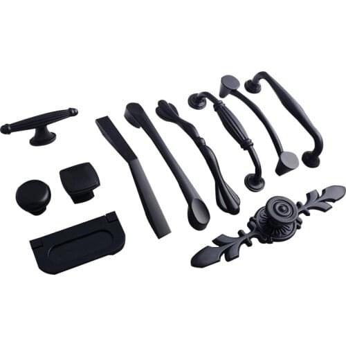 Drawer Knobs Aluminum Alloy Black Cabinet Handles American Style Kitchen Cupboard Pulls Drawer Knobs Furniture Handle Hardware