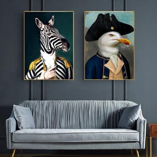 Funny Art Animals Picture Abstract Zebra in Military Uniform Canvas Paintings On the Wall Art Posters And Prints Home Decoration