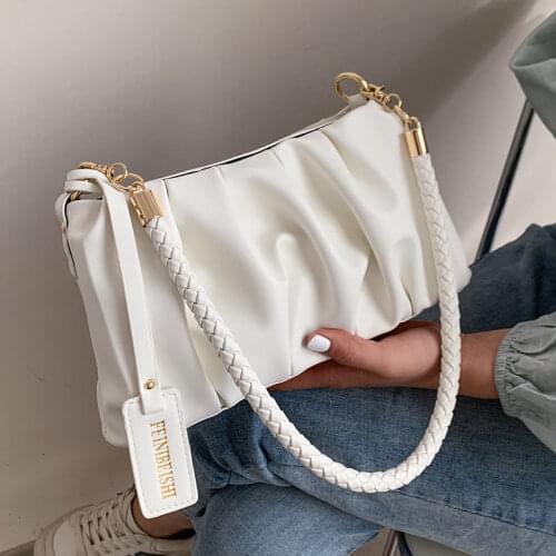 Underarm Shoulder Bag Female Crossbody Bag Women Handbag Pleated Bag Backpack Luxury Fashion 2021 New PU Leather Simple Zipper