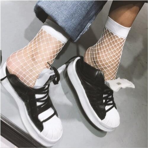 Women Girls See Through Casual Fishnet Ankle High Socks Ladies Mesh Lace Fish Net Short Socks 2019 New