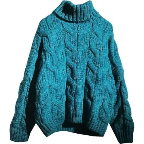 2021 Autumn Winter Thick Sweater Women Knitted Ribbed Pullover Sweater Long Sleeve Turtleneck Slim Jumper Soft Warm Pull Femme