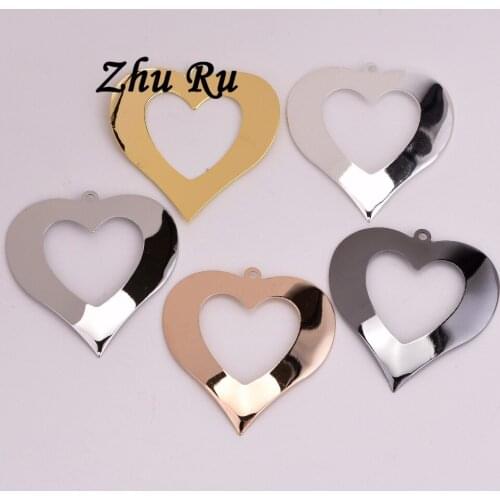 ZHU RU 5pcs/lot 39.5*39mm love heart True love symbol pendant Charms diy Valentines Day present Connector Findings Accessories