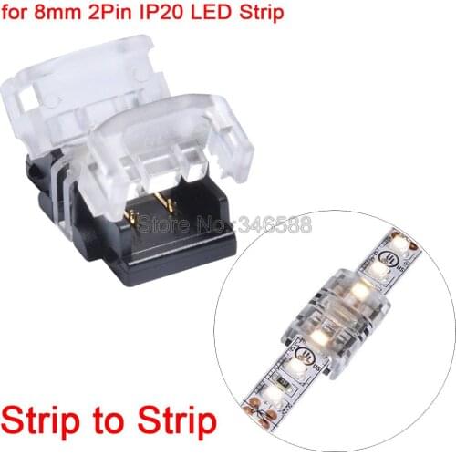 10PCS 2Pin 8mm IP20 Non-Waterproof LED Strip to Strip Connector for 2835/3528 LED Tape Light PCB to PCB Solderless Connector