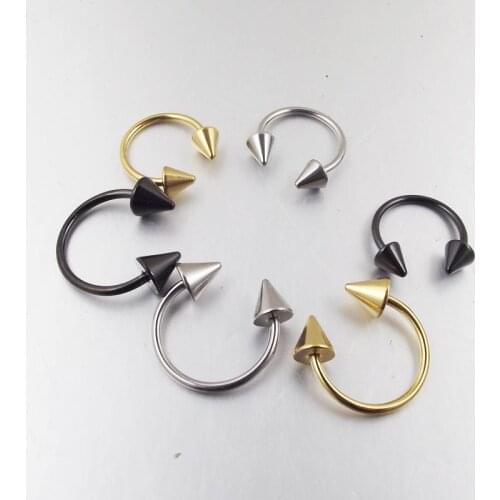 2 Pieces Spike CBR Stainless Steel 16G BCR Circular Barbell Nostril Nose Ring Nipple Tragus Helix Body Piercing Jewelry