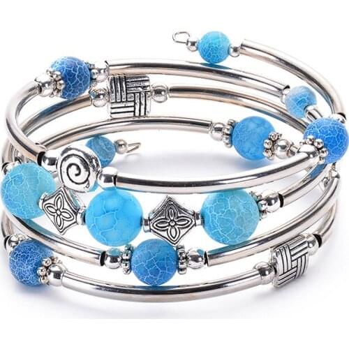 2020 Natural Stone Weathered Onxy Winding Fashion Multi-layer Women Men Bracelet For Boys And Girls Christmas Dainty Gifts