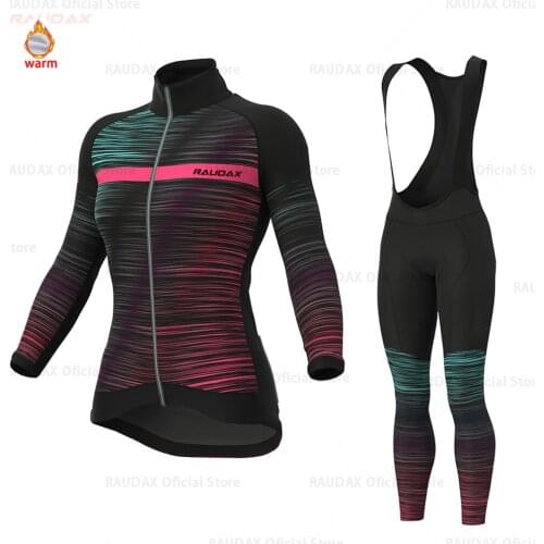 2020 Winter Thermal Fleece Cycling Jersey raudax Warmer Ropa Ciclismo Women Long Sleeve MTB Bike Clothes Outdoor Sports Jacket