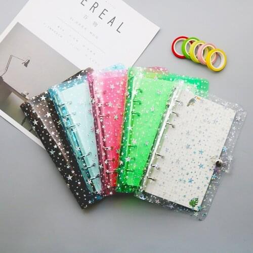 A5/A6 Star Transparent Loose Leaf Binder Notebook Inner Core Cover 6 Hole Note Book Planner Office Stationery Supplies