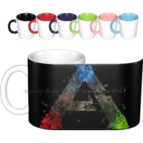 Ark Survival Evolved Splatter Ceramic Mugs Coffee Cups Milk Tea Mug Ark Survival Video Game Red Brown Green Blue White Splat