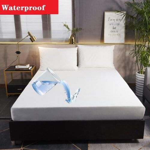 Hotel White Soft Sanding Waterproof Mattress Cover Queen Twin All-inclusive Urine-proof Bed Fitted Cover No Pillowcase