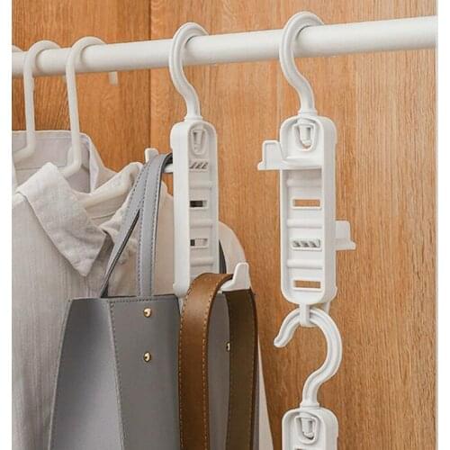 White Adjustable Removable Double-sided Hook For Bags Drying Rack Multifunction Clothes Rack Drying Hanger Storage Hanger Rack