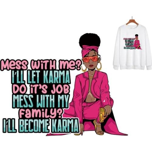 Black Afric Girls Thermal Patches For Clothing Iron On T-Shirt Jacket Ironing Stickers Heat Transfer Patch Diy Washable Applique