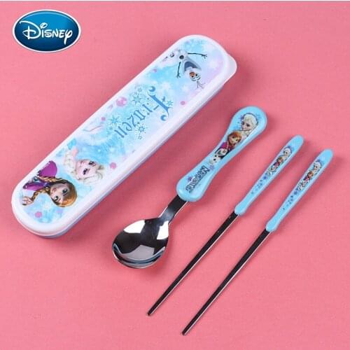 Disney baby learning to eat training spoon 1-2 years old baby stainless steel cutlery children spoon fork set