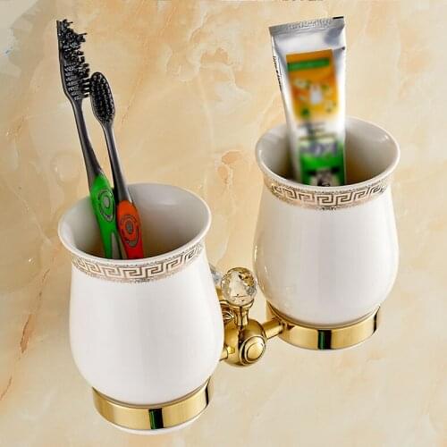 European style Home decoration washroom bathroom toothbrush holder gold color