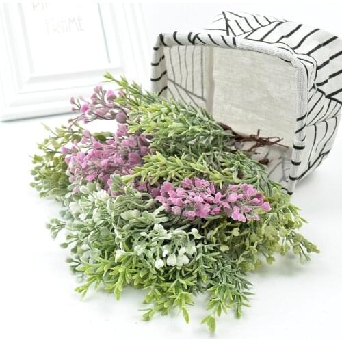 6PCS Plant Artificial Flower Bouquet Plant Grass for Wedding Home Decor DIY Scrapbook Craft Christmas Decoration Fake Flowers
