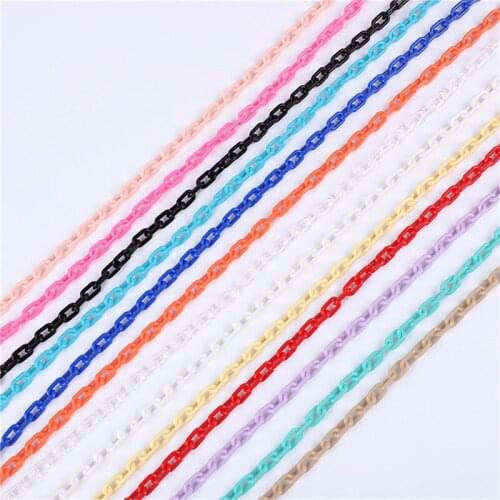 Julie Wang 5PCS Acrylic Link Chain Plastic Colorful Closed Soldered Cable Oval Bracelet Jewelry Making Accessory, 13*8mm, 40cm