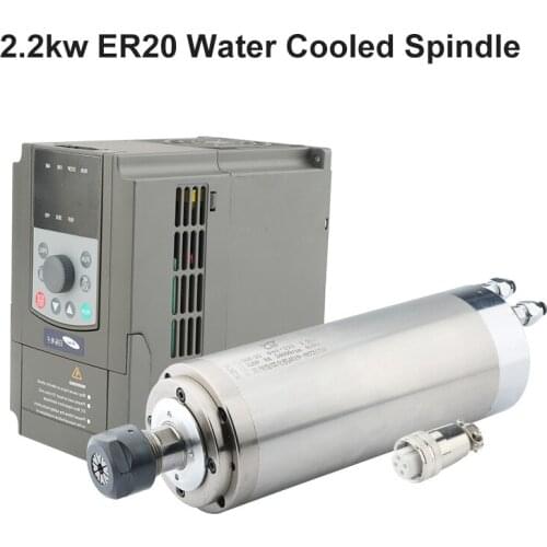 2.2kw ER20 Water-Cooled Spindle Kit CNC Spindle Motor 4 Bearings & VFD / Inverter & CNC Machine Tool DIY Engraving And Milling